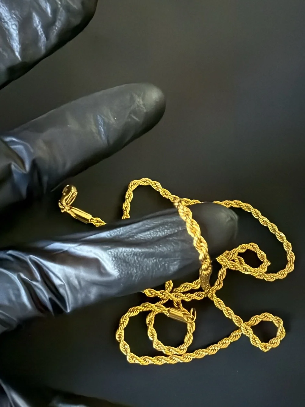 Gold plated rope link chain